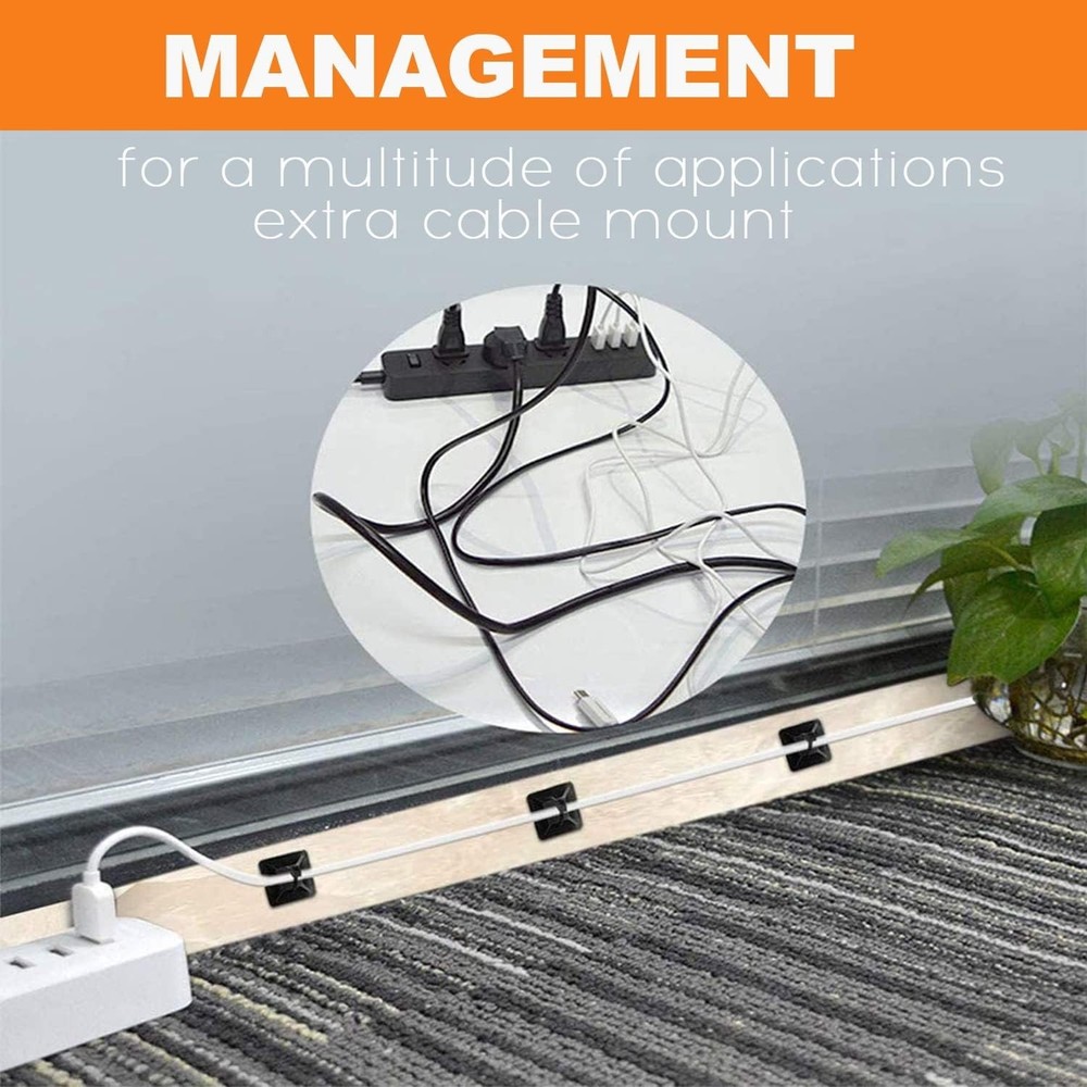 Cable Tie Base Holders Kit - 50 Pack Adhesive Mounts