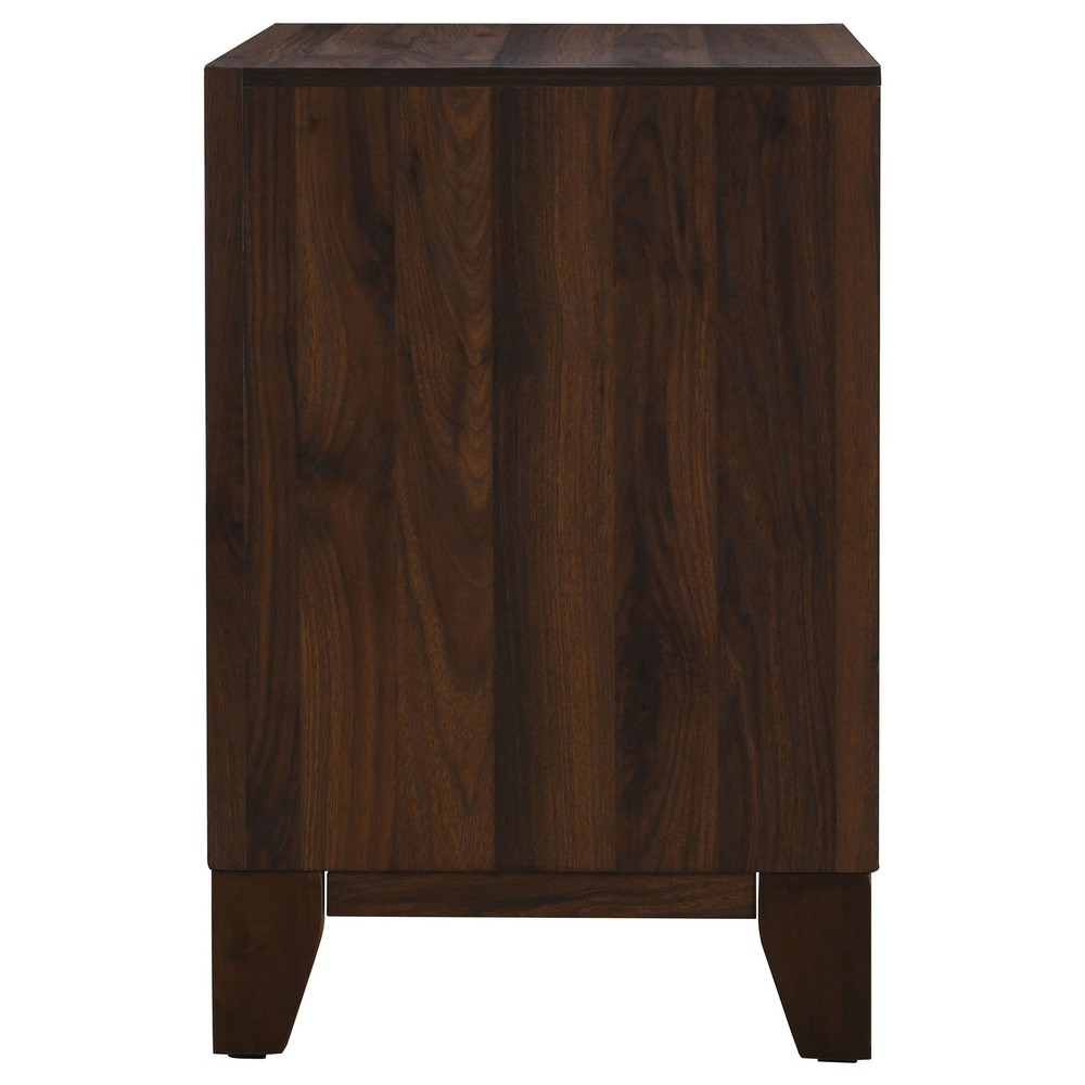 Walnut 2-Drawer Nightstand, Solid Wood Bedside Table, Modern Storage Cabinet