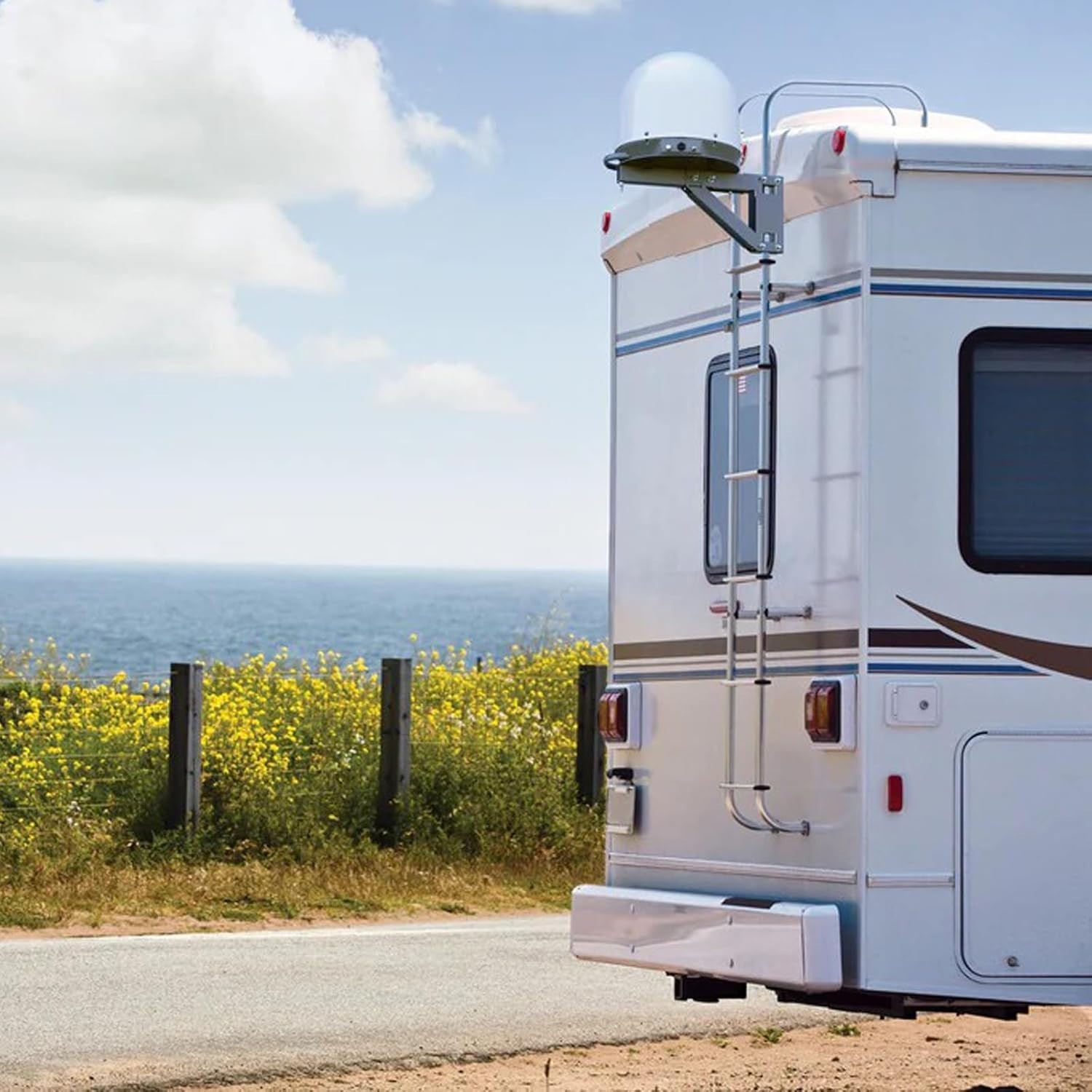 Exterior RV Ladder 7.6FT-8.4FT Travel Trailer Aluminum Black Camper Ladder