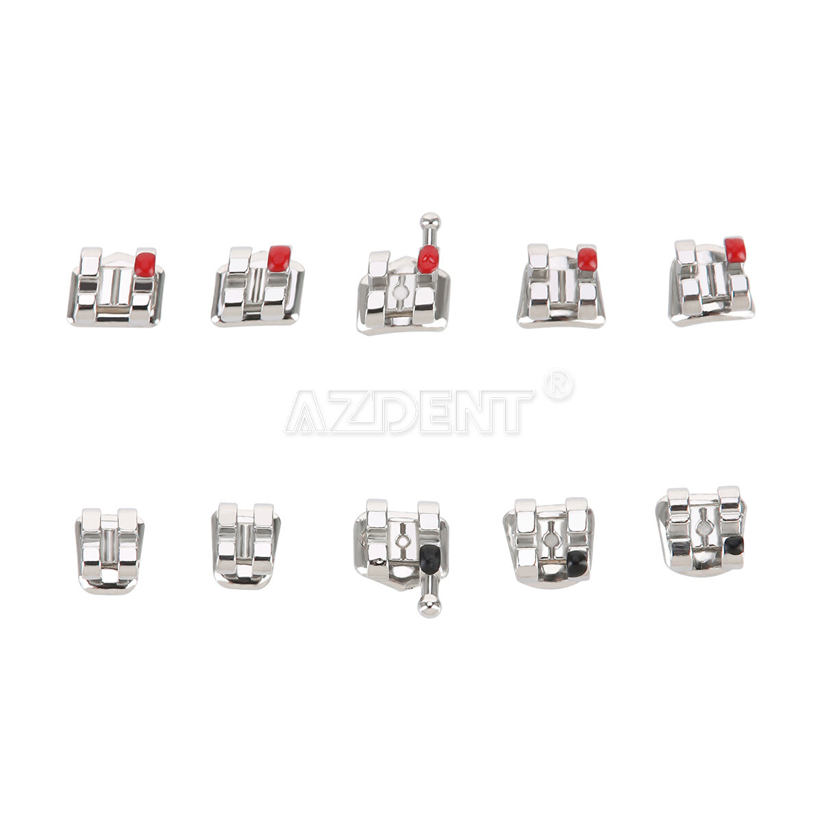 AZDENT Dental Orthodontic Brackets Metal Braces Standard MBT 022 Hooks 3-4-5/3