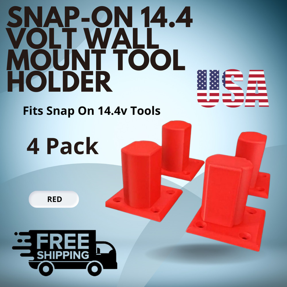 Snap-On 14.4 Volt Wall Mount Tool Holder Fits Snap On 14.4v Tools 4 Pack Red