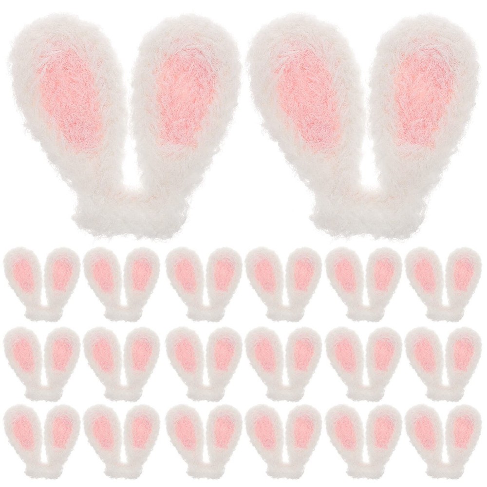 ABOOFAN Plush Rabbit Ear, 20pcs Easter Mini Bunny Ears 4x3.9cm, White