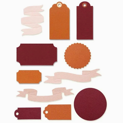 NEW Sizzix VINTAGE LABELS & BANNERS 12pc Thinlits Dies 666250 Tags & Accent Pcs.