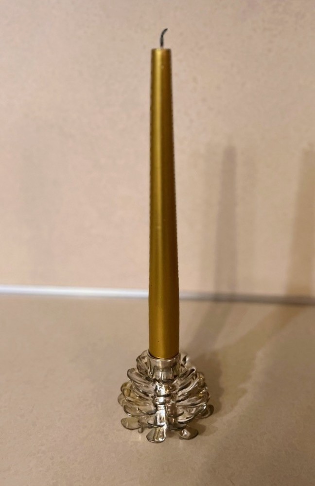 Silverplated Pine Cone Candle Holders Set 2 NIB