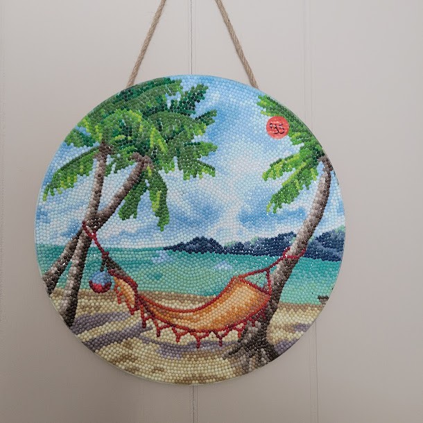 Beach Diamond Dots Completed 10" New