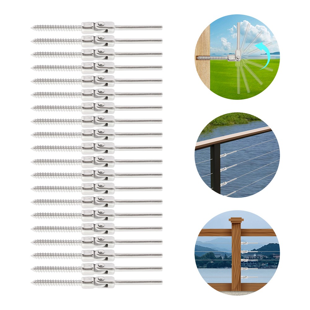 20pcs 180° Adjustable Angle Threaded Stud Tension End  Cable Railing Kit NEW