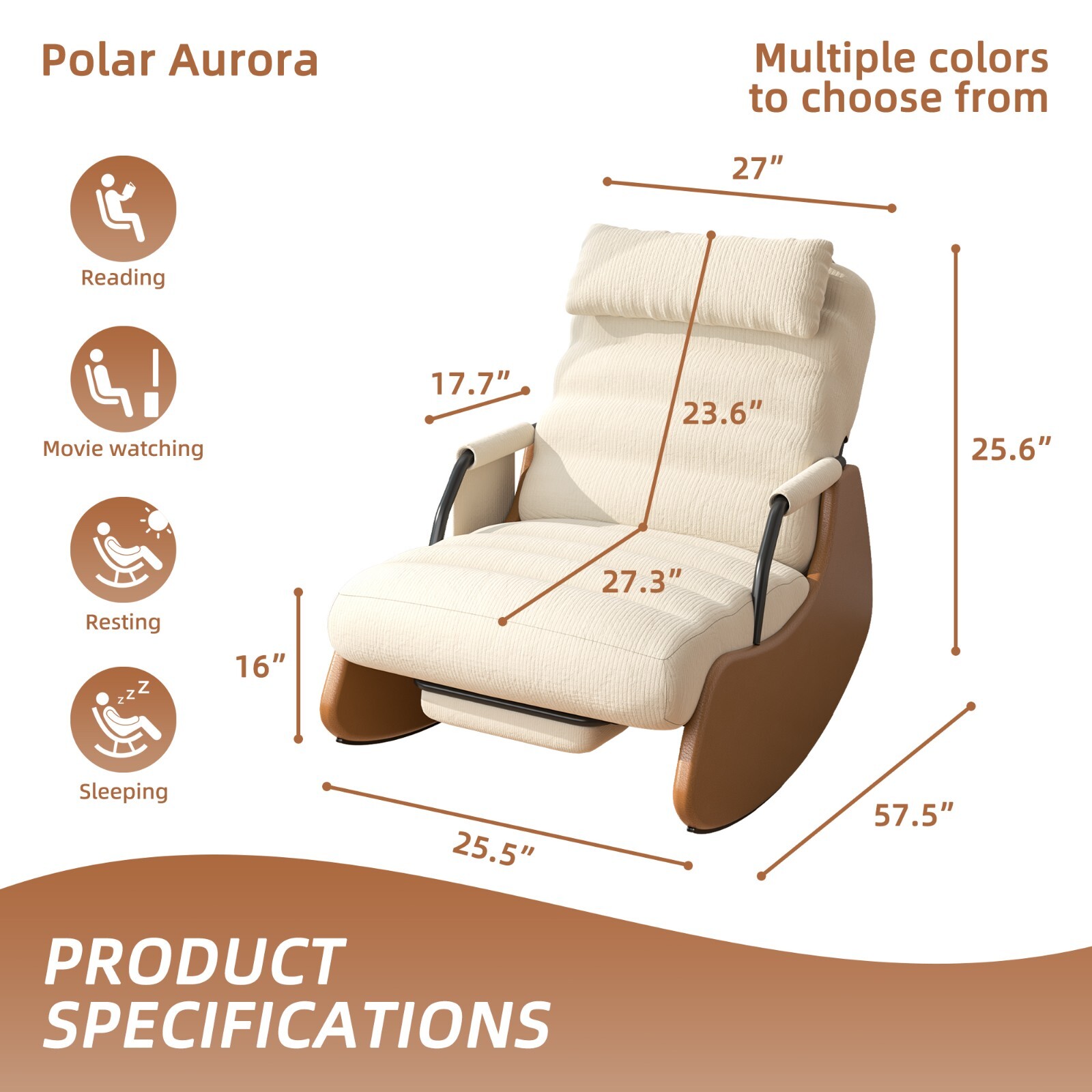 Rocking Chair,Nursery Rocking Chairs with Soft Seat and Headrest Corduroy Fabric