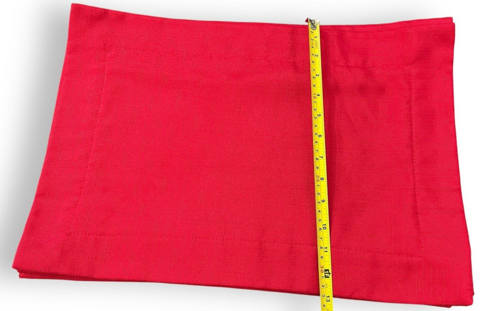 10 Classic Red Hemstitch Rectangular Placements for Christmas Holidays All Year