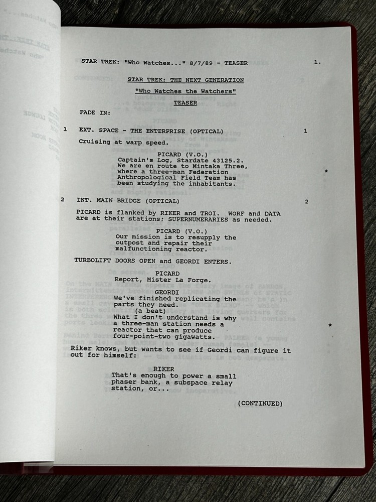 STAR TREK Script The Next Generation Who Watches The Watcher 2nd Revised Final