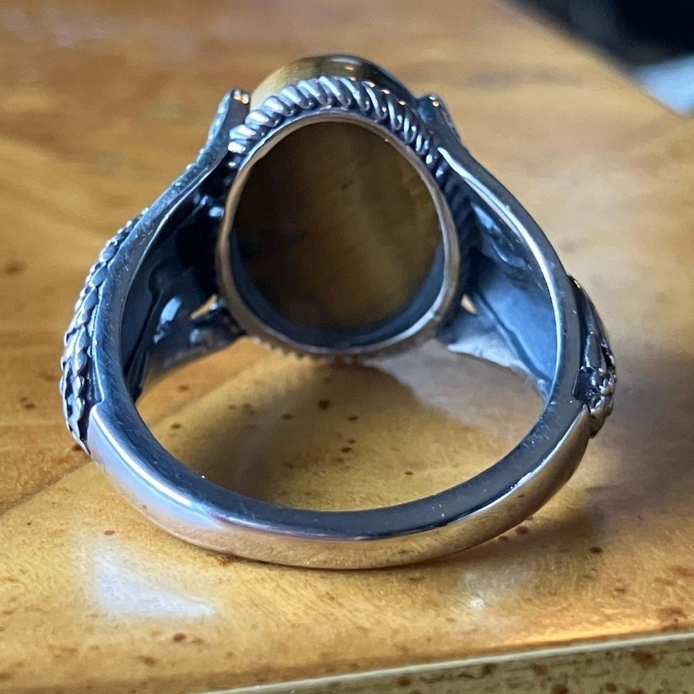 Natural Tiger’s Eye Eagle Ring Size 9