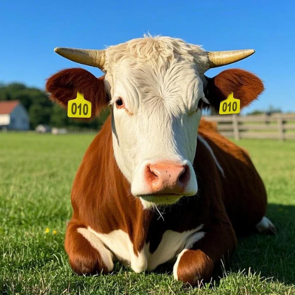 High-Quality Plastic Ear Tags for Cattle and Sheep - 100 Pack, Numbered 001-100