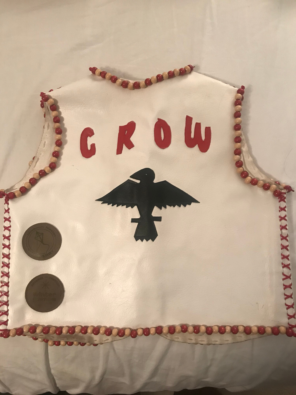 2 leather vests w/beads-Adult & Child-Crow-Powwow Regalia-1970s-Missouri Nation