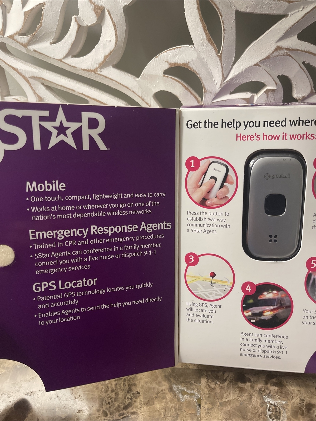 GreatCall 5 Star Urgent Response Safety & Medical 911 GPS Alert Service Box Dmgd