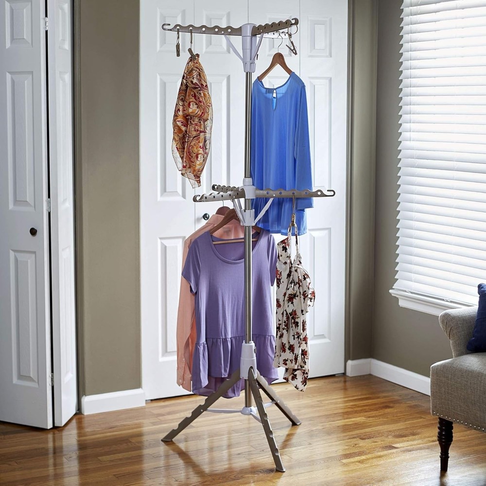 Adjustable Tripod Clothes Dryer Rack, Space-Saving Garment Hanging Solution