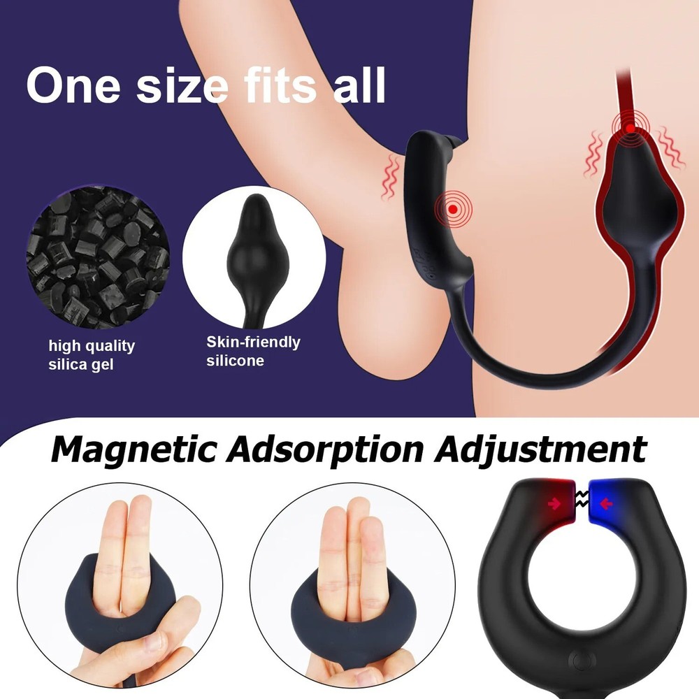 Electric Penis-Stretcher Enhancer-Ball-Scrotum-Ring-Delay-Ejaculation Men Remote