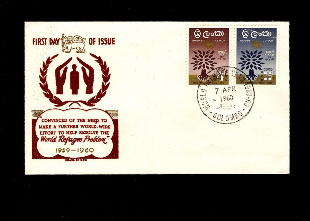 2 Ceylon FDC 1958 & 1960 Human Rights & Refugee Problem Addrss'd Unaddr Cover 6d
