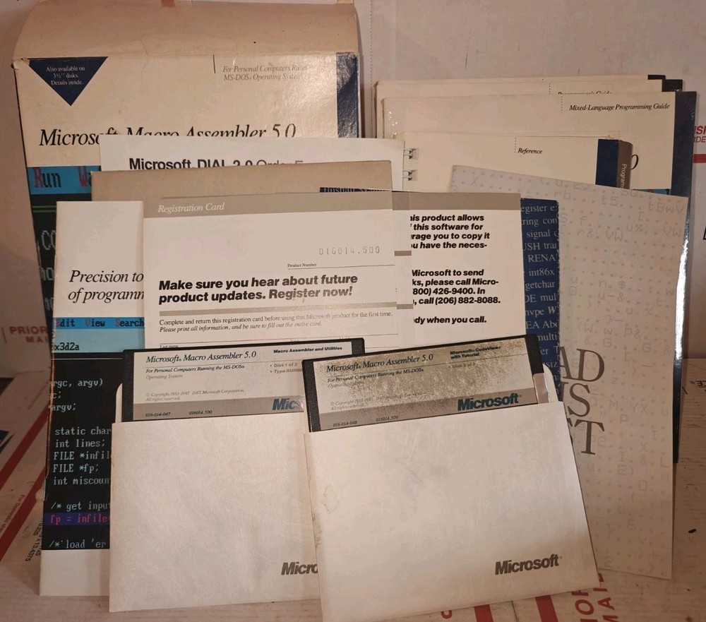 Microsoft Macro Assembler 5.0 MS-DOS Software 5.25" Disks