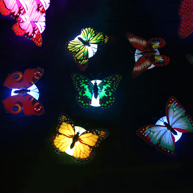 4x Butterfly LED Night Light Creative Glowing Stickable Romantic Wall Lights