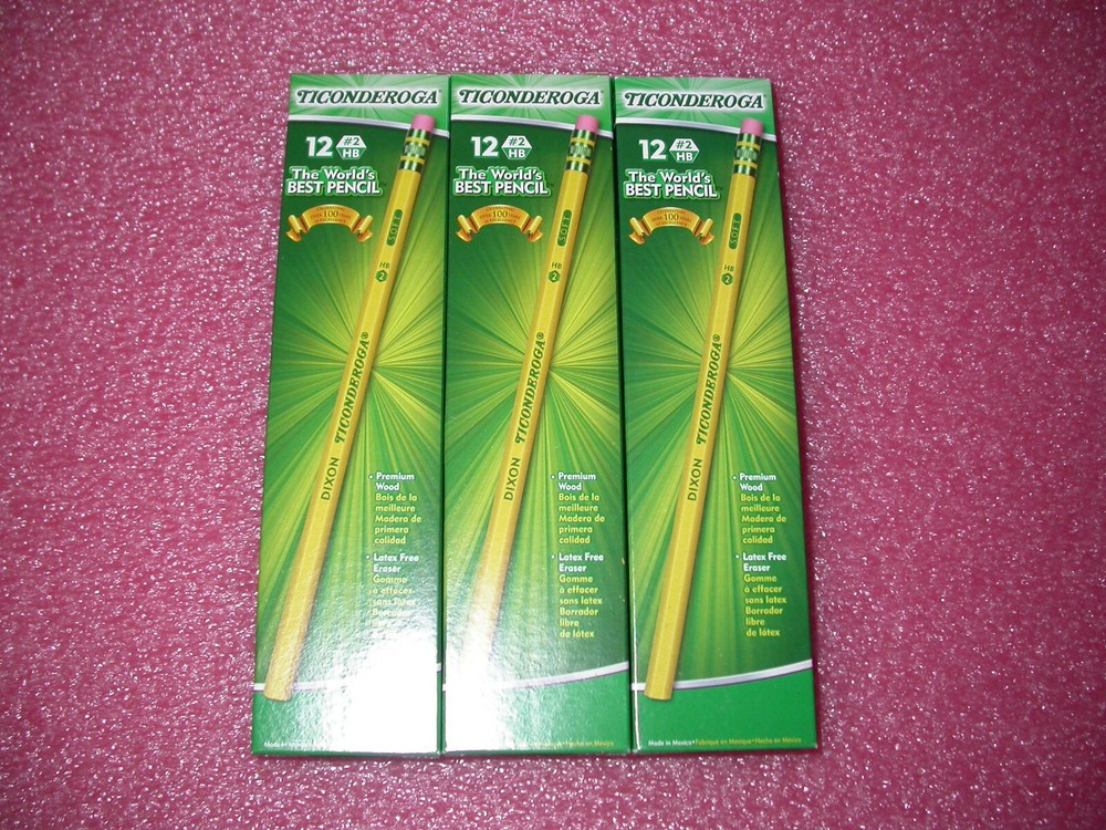 Ticonderoga HB #2 Pencil, 3 Boxes = 36 Count