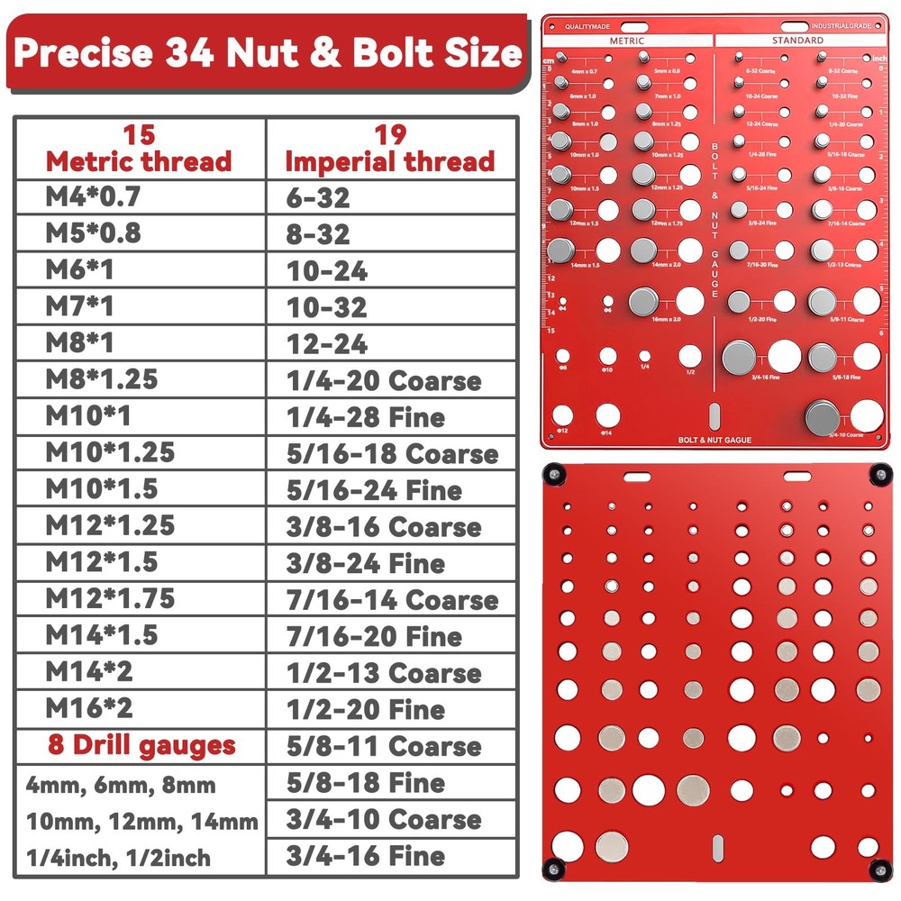 42 Nut and Bolt Thread Checker, One Size, 42 Checker - Square
