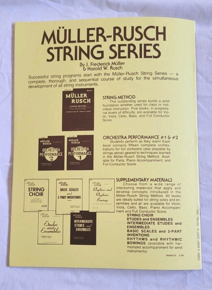 MULLER RUSCH STRING METHOD BOOK 2 Violin Learn Basics School Orchestra Technique