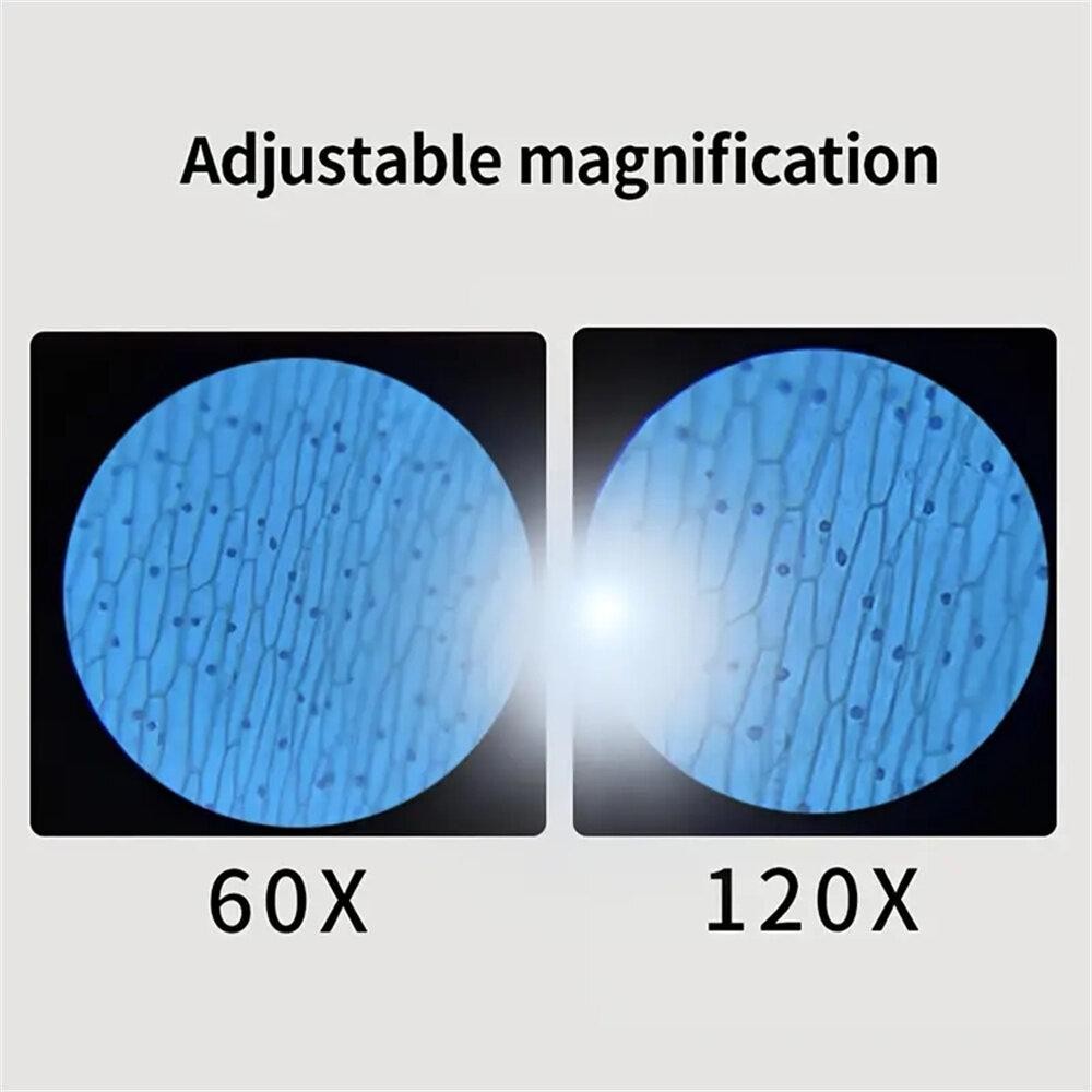 Mini Microscope Handheld LED Light Portable Microscope 60x-120x Magnification Ed