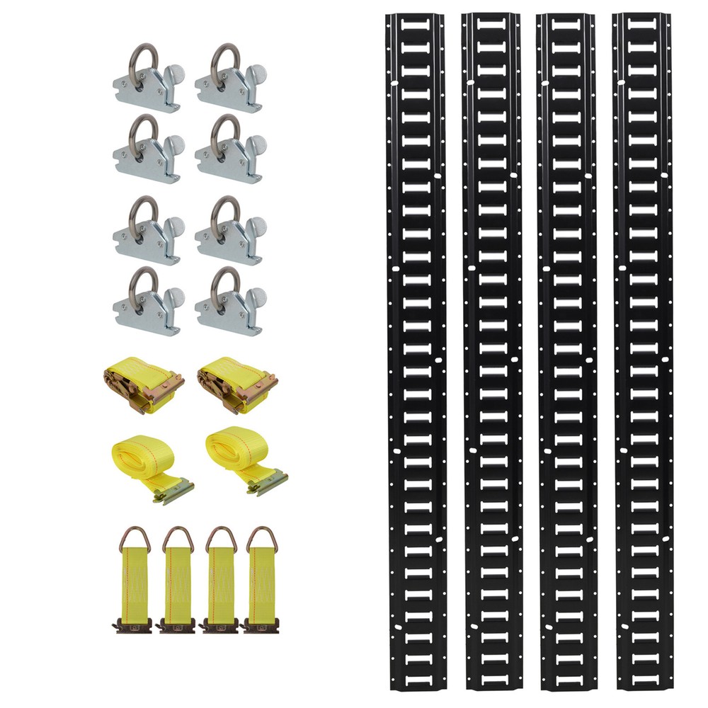 18pc E-Track Tie-Down Rail Kit Trailer Tie Down System Securement In Trucks Vans