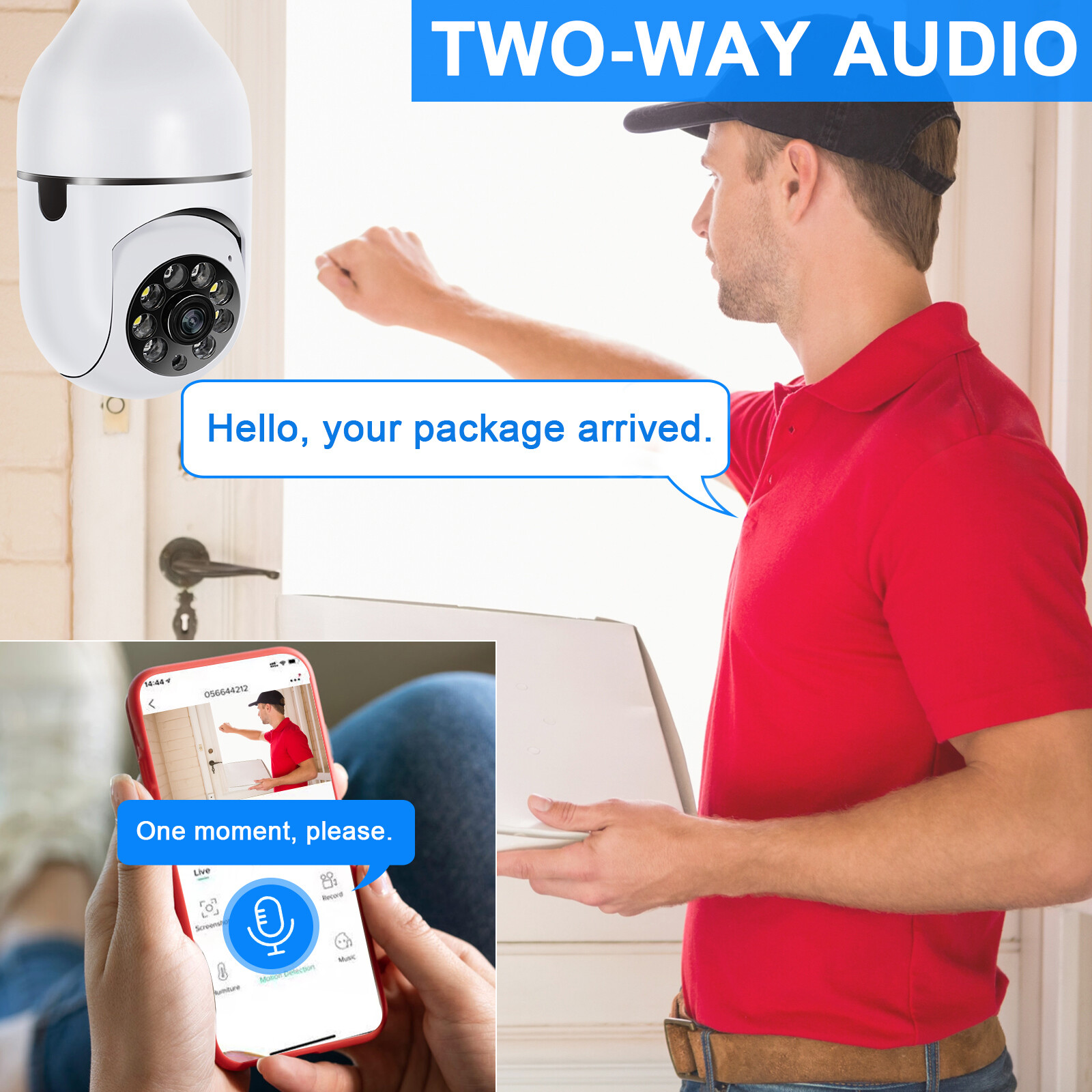 2MP IP E27 Light Bulb Camera 1080P Wi-Fi IR Night Smart Home Wireless Security