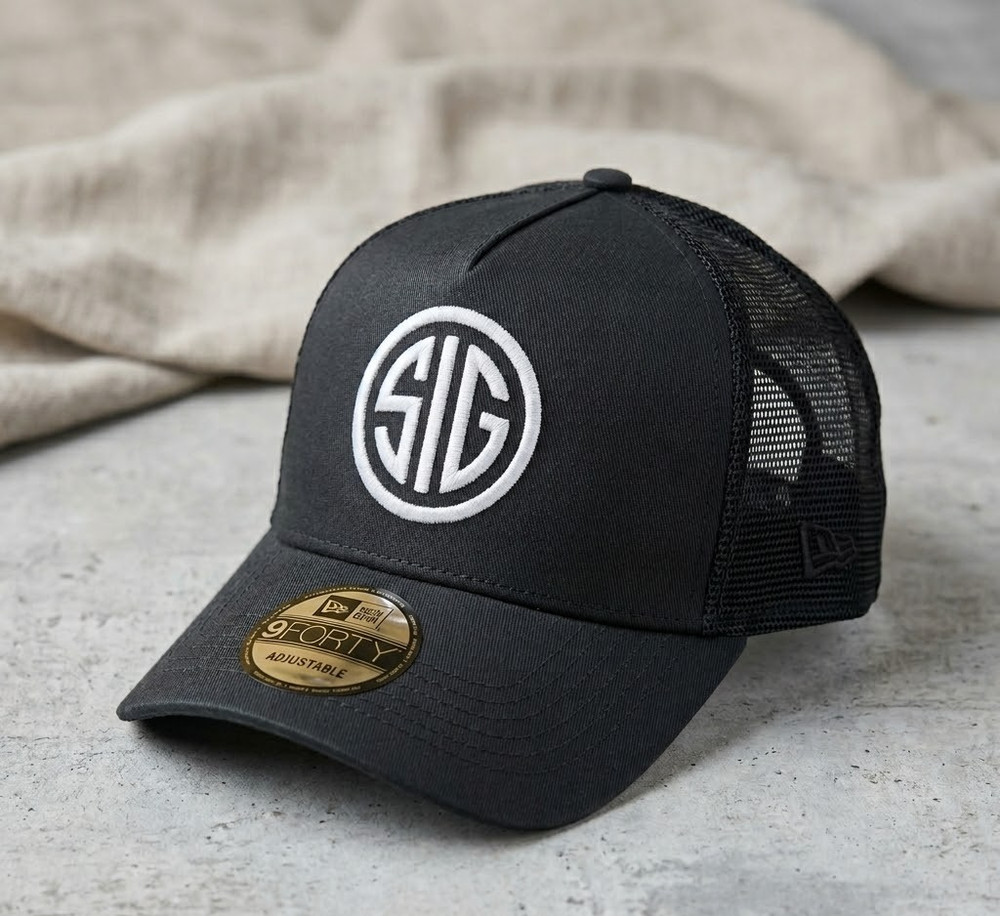 SIG Sauer 2D Embroidered Trucker Hat Mesh Cap Black Adjustable OSFM
