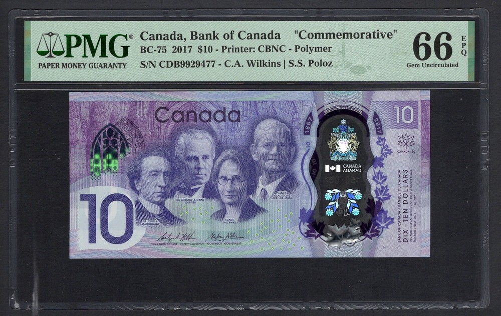 Canada 10 Dollars 2017 BC-75 "Commemorative" Uncirculated Grade 66