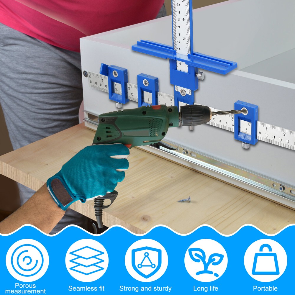 Cabinet Hardware Jig Adjustable Punch Locator Handle Template Tools Drill Guide