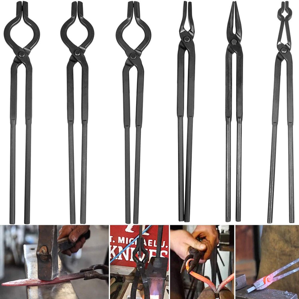 Blacksmith Bladesmith Knife Making V-Bit Blade Tongs Vise Anvil Forge Tools Set