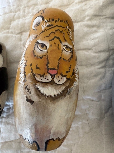 Handmade wooden nesting wild animals