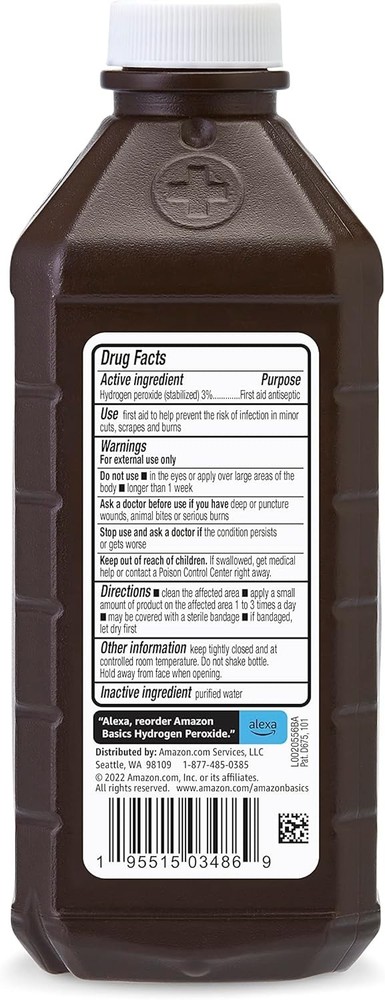 Hydrogen Peroxide Topical Solution USP, 16 fl oz Pack of 12 Previously Solimo
