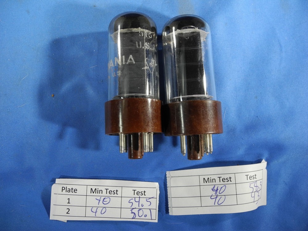 Pair Sylvania USA 5Y3 Black Plate Vacuum Tubes Brown Base (TESTED W/ TV-7D/U)