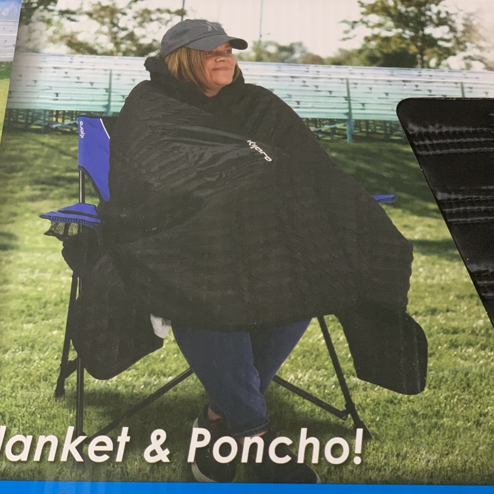Outdoor Football Season Insulated  Blanket/Poncho Black-BRAND NEW -Kijaro Brand
