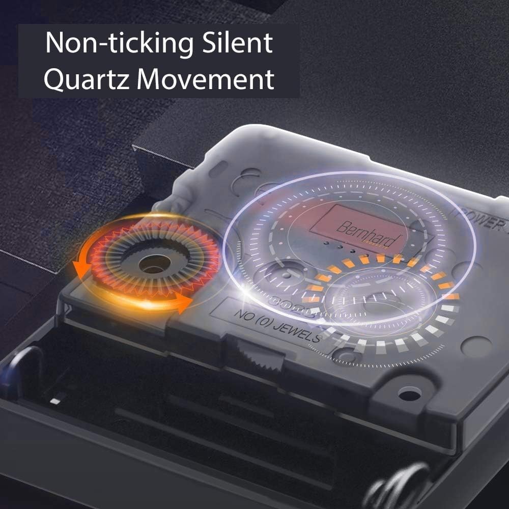 Stylish Large Black Wall Clock - Silent Quartz Movement