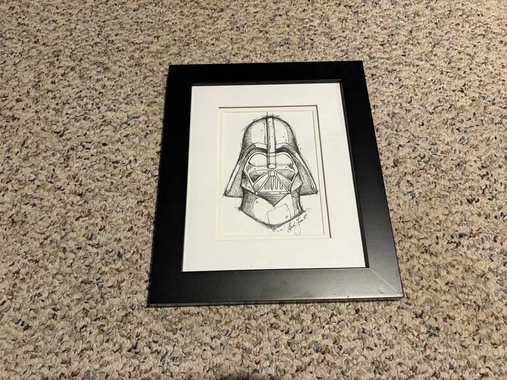 Darth Vader Pen & Ink Print With Frame