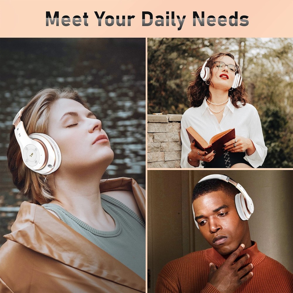 Falebare 6S Bluetooth Over-Ear Headphones, Foldable Wireless, 40H Playtime