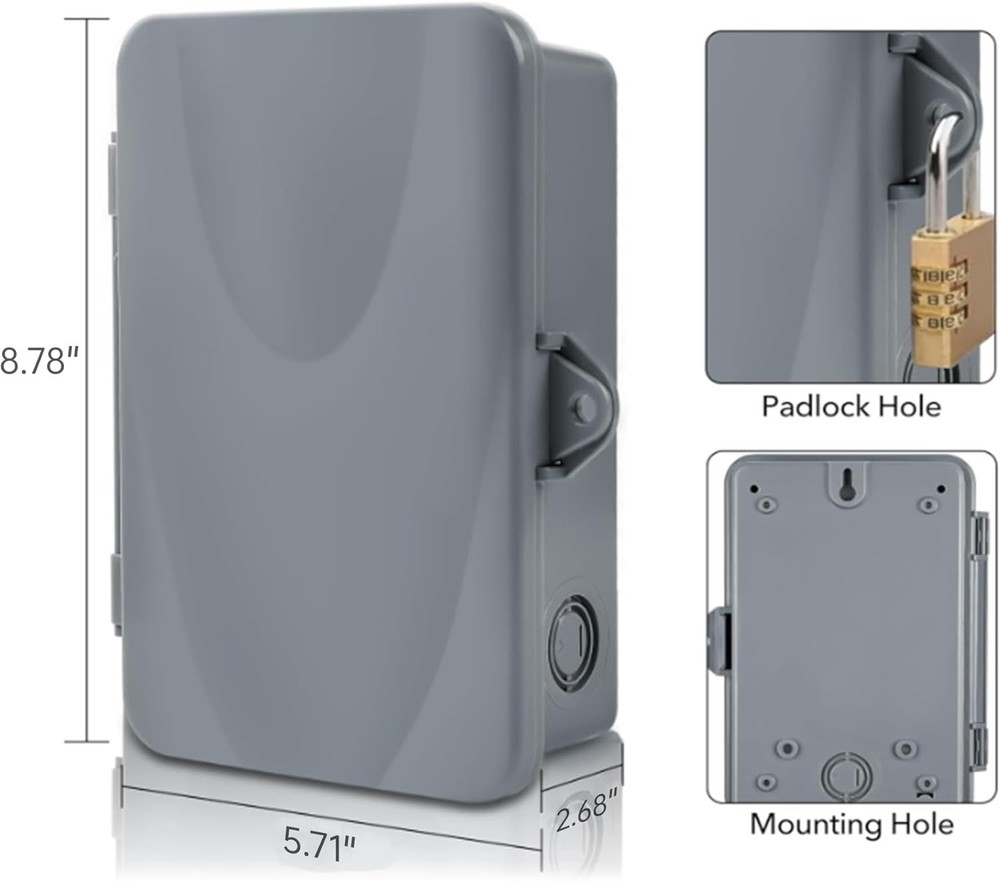 BN-LINK Pool Pump Timer, Outdoor Timer Box, Heavy Duty, 2HP 40A Max, Gray