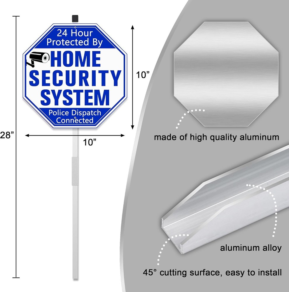 Home Security System Signs for Yard, Security Yard Signs with Stake, Protected b
