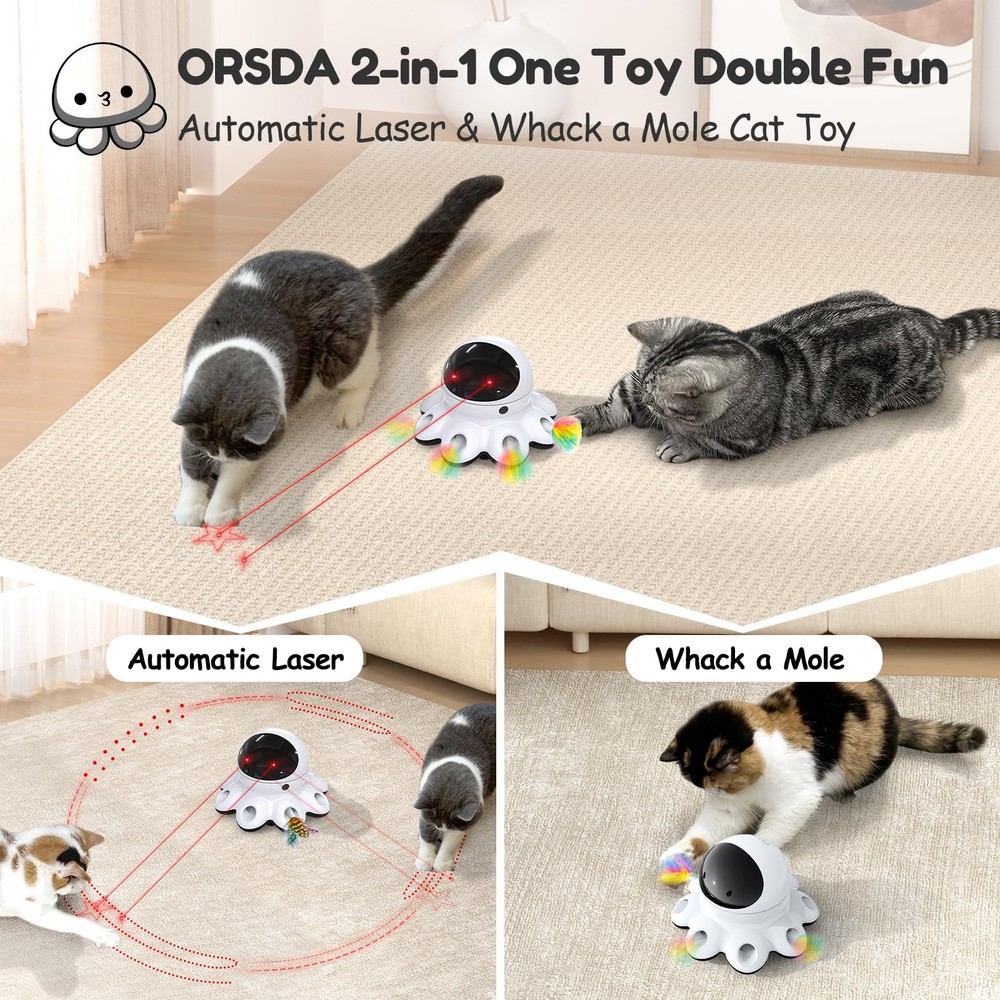 Best ORSDA Cat Laser Toy, 2-in-1 Interactive Automatic Motion Activated Moving 8