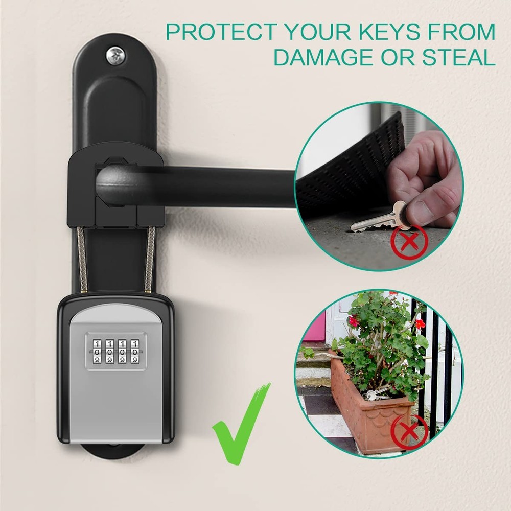 Key Lock Box, Resettable Key Storage Lock Box with Removable Buckle, Key Safe...