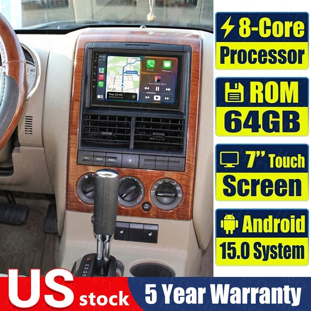 8-Core 64G Android 15 Apple Carplay Car Stereo Radio For Ford Explorer 2006-2010