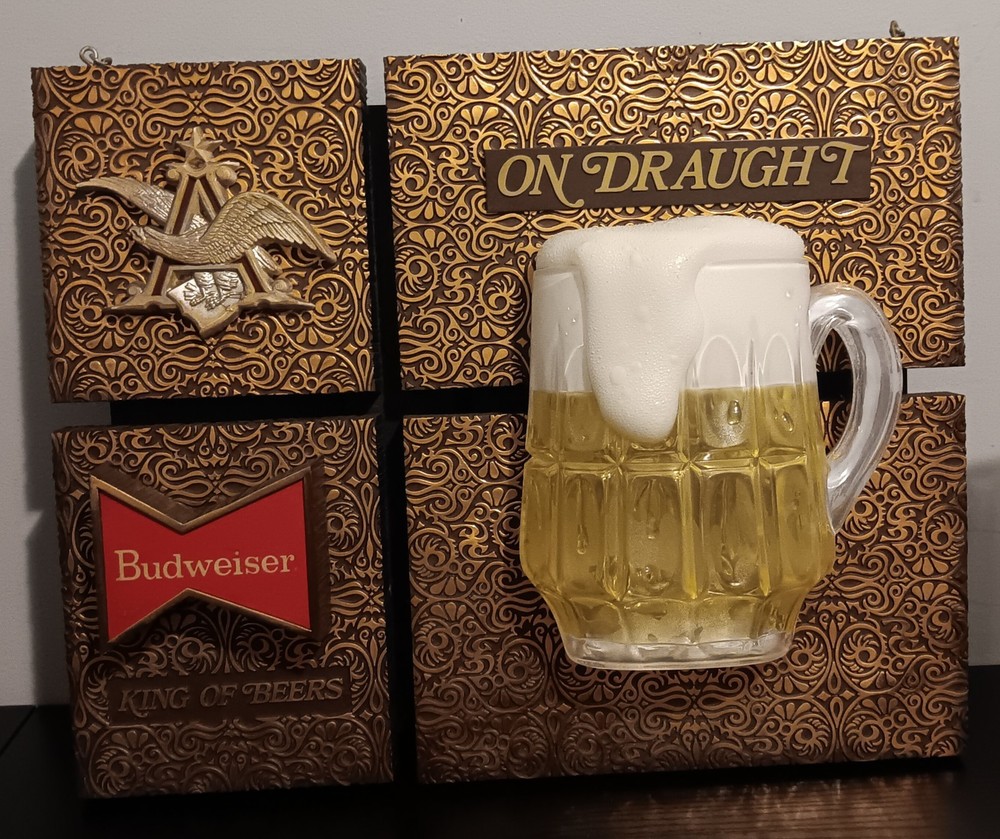 Vintage Budweiser " On Draught" Lighted Bar Sign