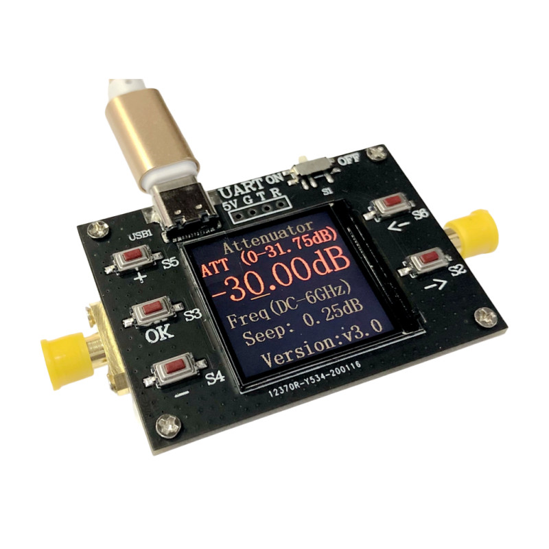 Type-C 6G Digital Programmable RF Attenuator 30DB TFT CNC Housing Communication
