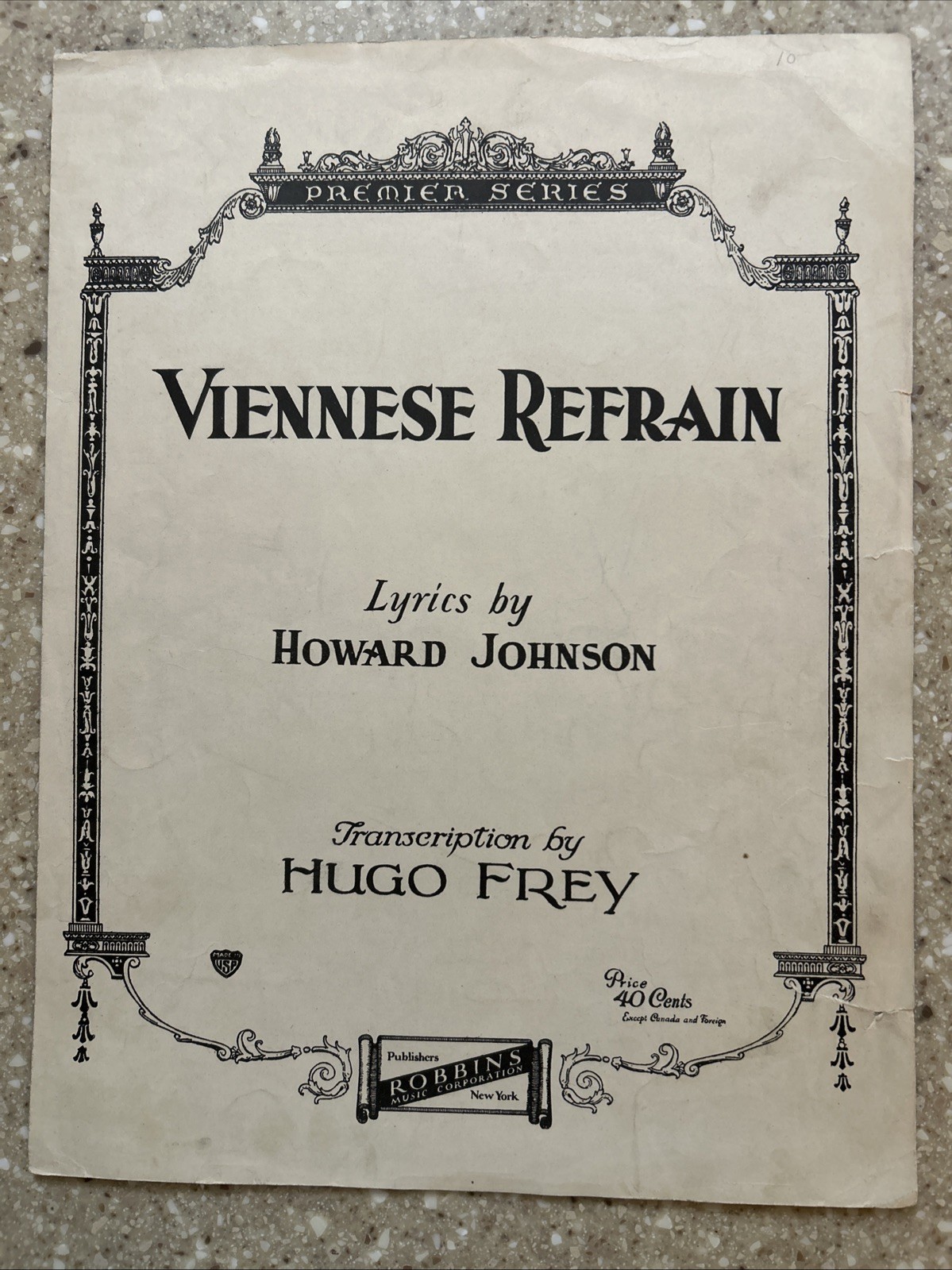 Viennese Refrain Vintage Piano Vocal Sheet Music Vintage 1933