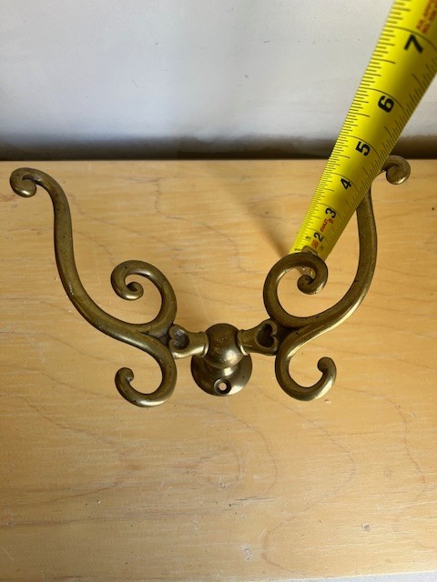 Solid Brass Double Coat Hook - Ornate Design 8” Wide