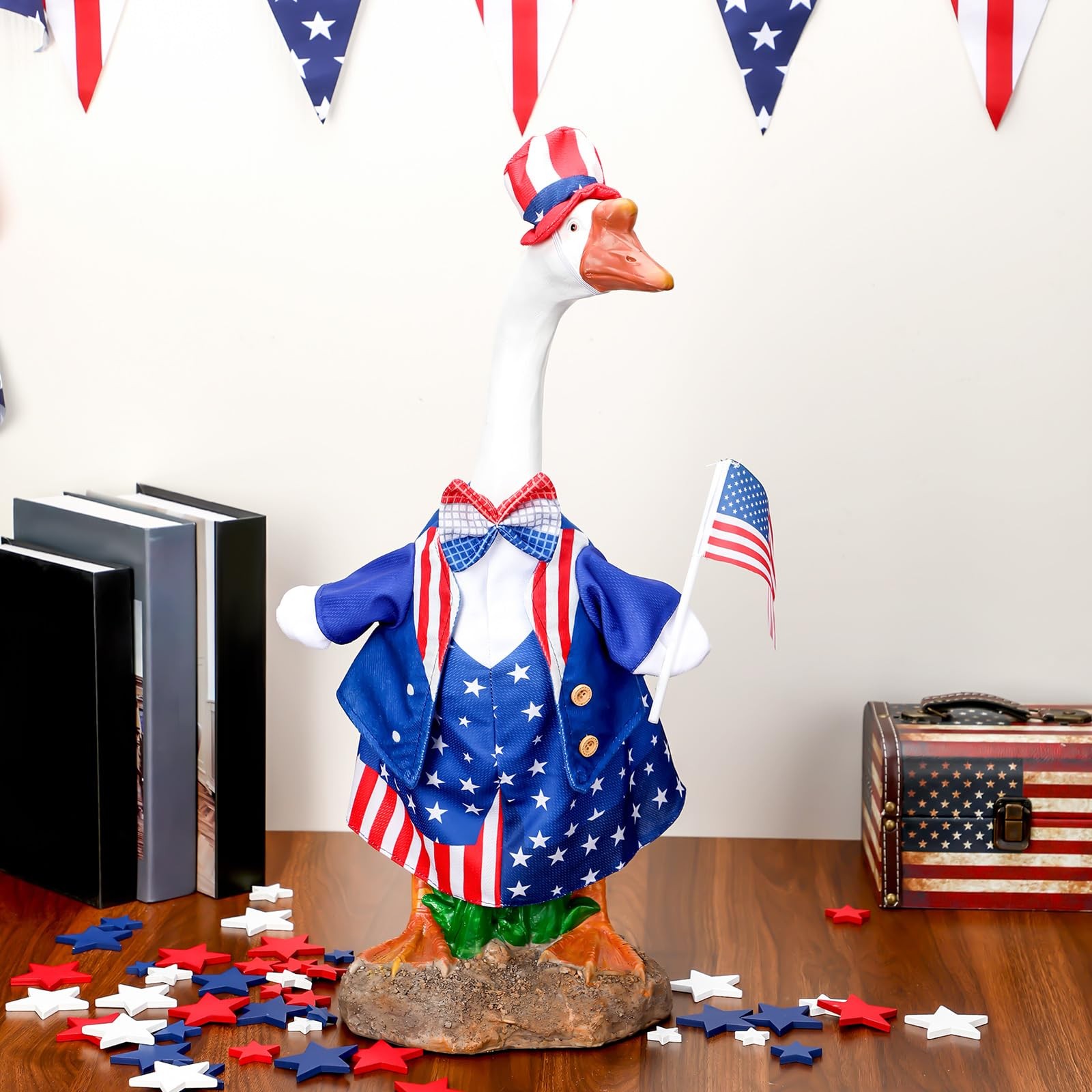 4th of July Flag Goose Outfit â€“ Patriotic Lawn & Porch Costume for 23" Goos...