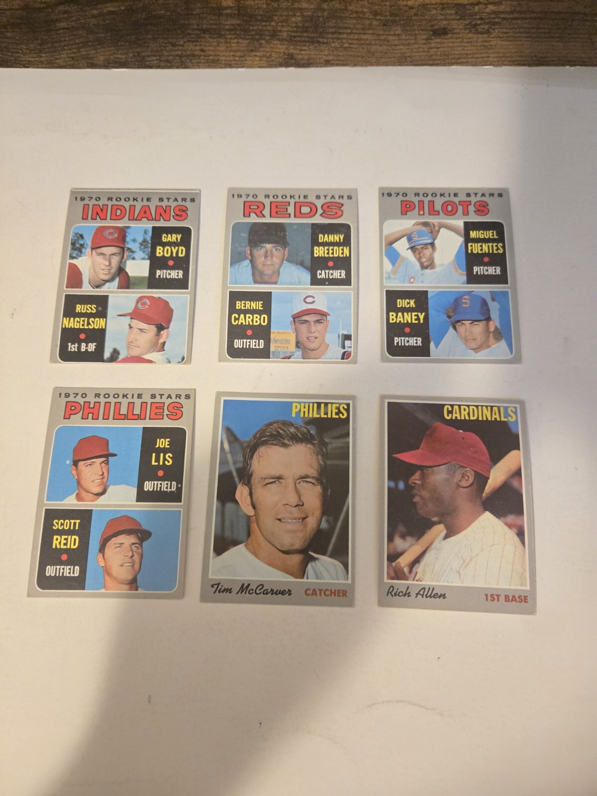 1970 Topps #40 RICH ALLEN # 7 36 56 88 90 incs Rookies. (6) card baseball LOT